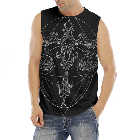Black And White Libra Sign Print Men's Fitness Tank Top