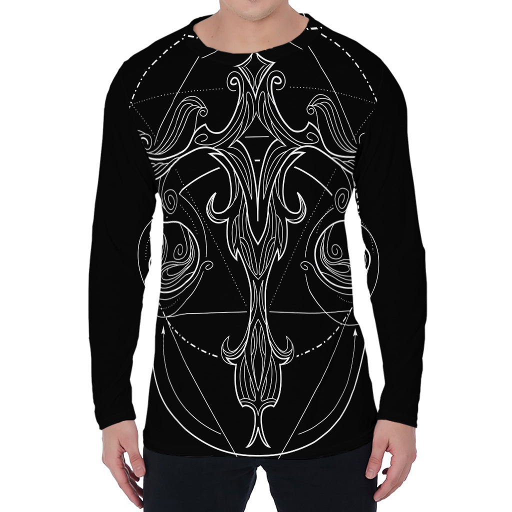 Black And White Libra Sign Print Men's Long Sleeve T-Shirt