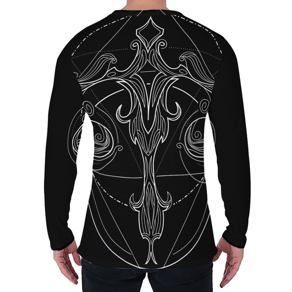 Black And White Libra Sign Print Men's Long Sleeve T-Shirt