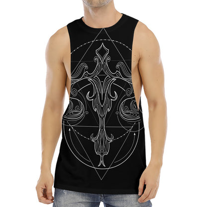 Black And White Libra Sign Print Men's Muscle Tank Top