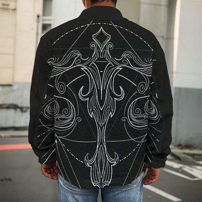 Black And White Libra Sign Print Men's Shirt Jacket