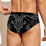 Black And White Libra Sign Print Men's Swim Briefs