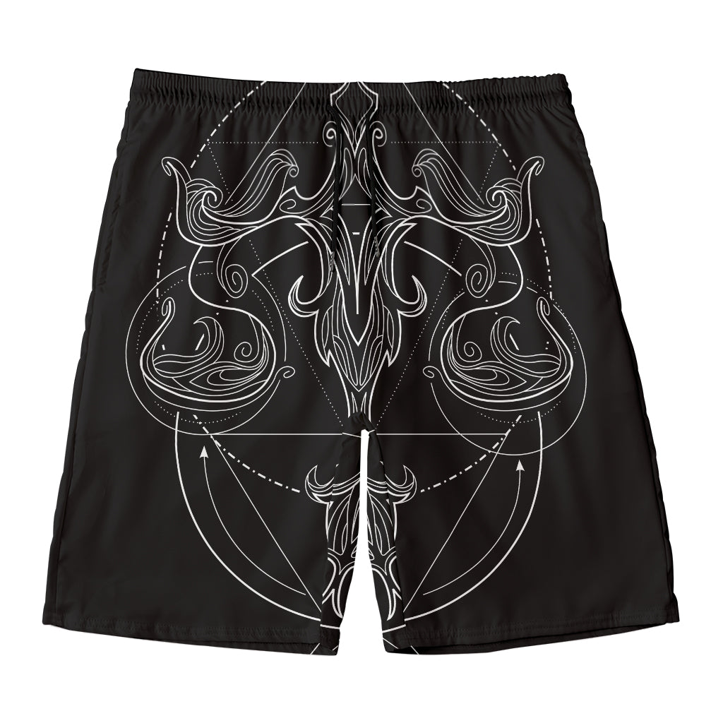 Black And White Libra Sign Print Men's Swim Trunks