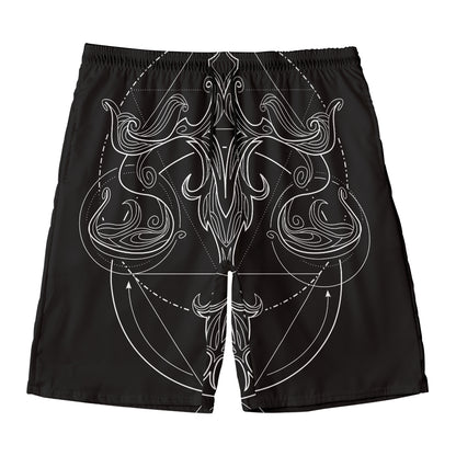 Black And White Libra Sign Print Men's Swim Trunks