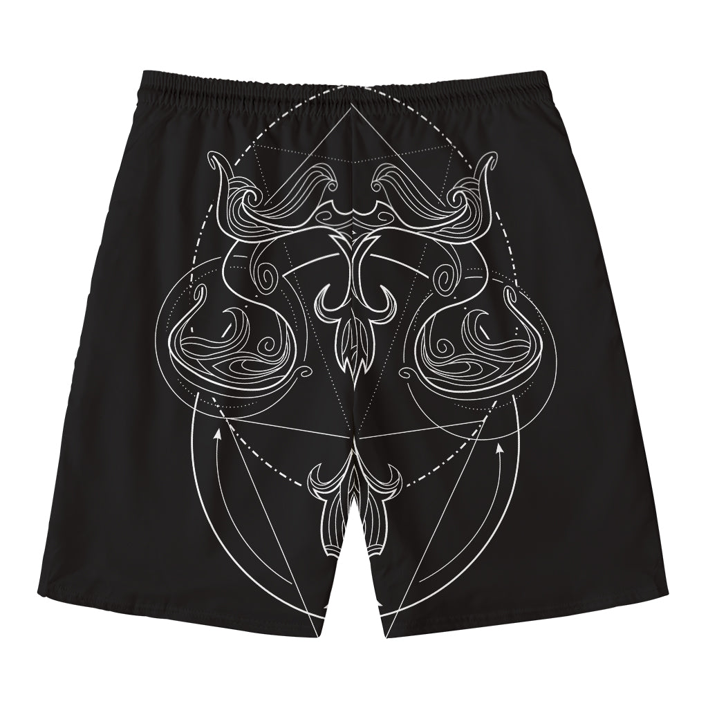 Black And White Libra Sign Print Men's Swim Trunks