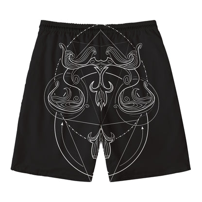 Black And White Libra Sign Print Men's Swim Trunks