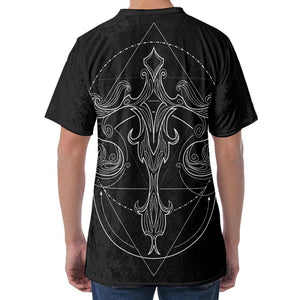 Black And White Libra Sign Print Men's Velvet T-Shirt