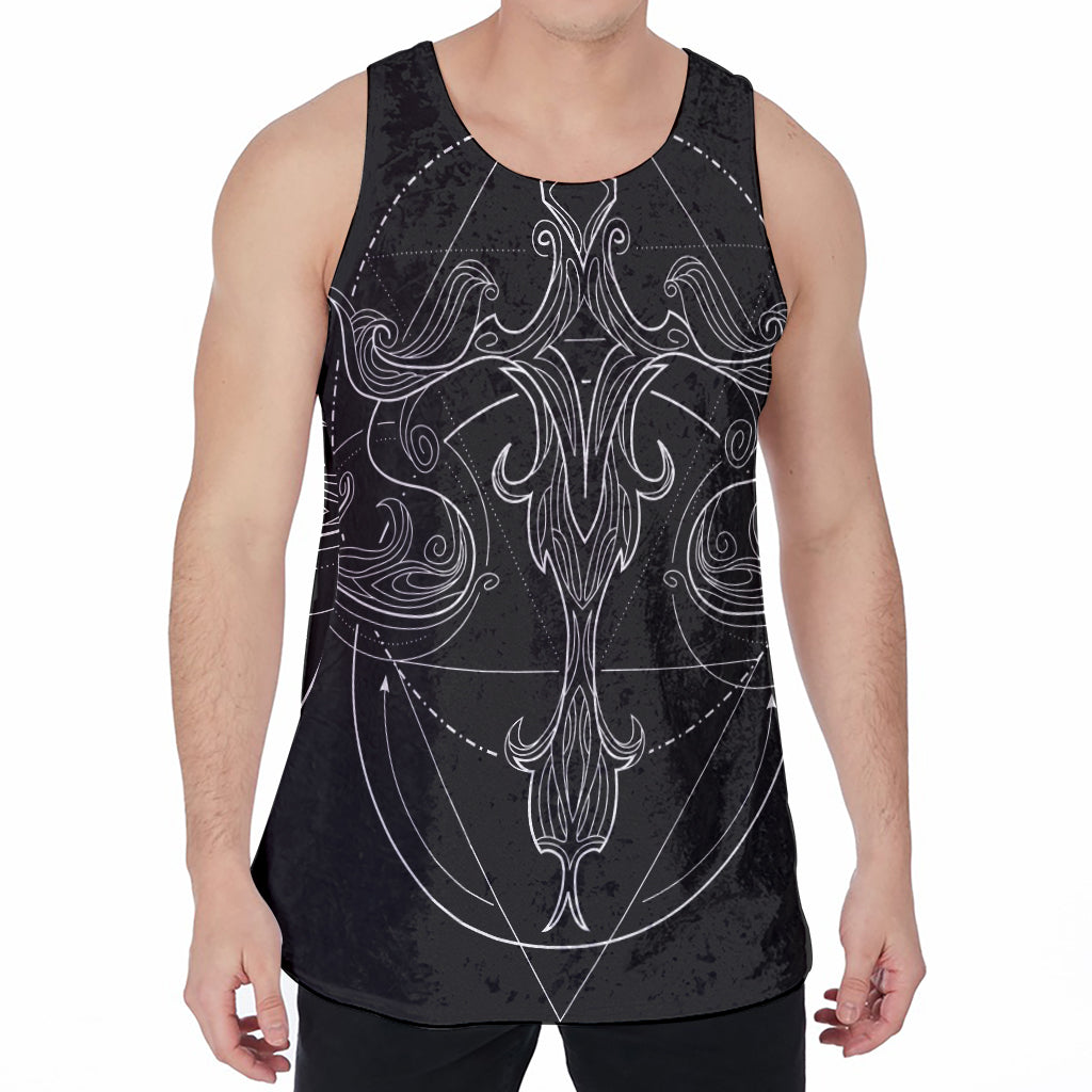 Black And White Libra Sign Print Men's Velvet Tank Top