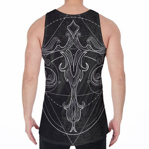 Black And White Libra Sign Print Men's Velvet Tank Top