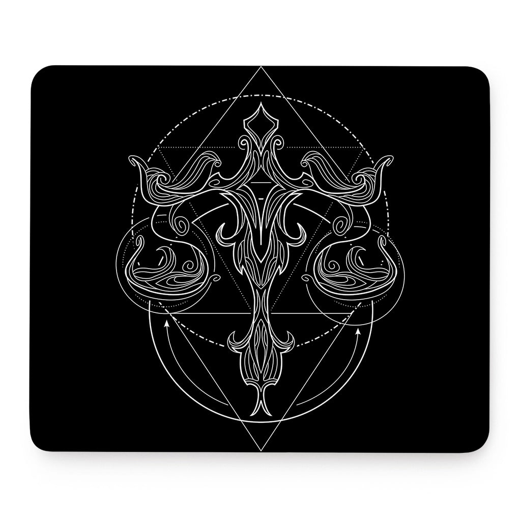 Black And White Libra Sign Print Mouse Pad