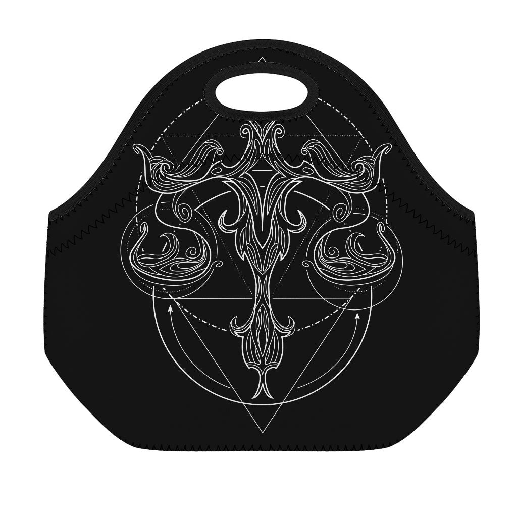 Black And White Libra Sign Print Neoprene Lunch Bag