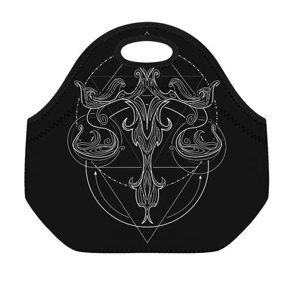 Black And White Libra Sign Print Neoprene Lunch Bag
