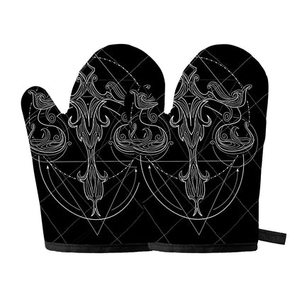 Black And White Libra Sign Print Oven Mitts