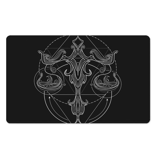 Black And White Libra Sign Print Polyester Doormat