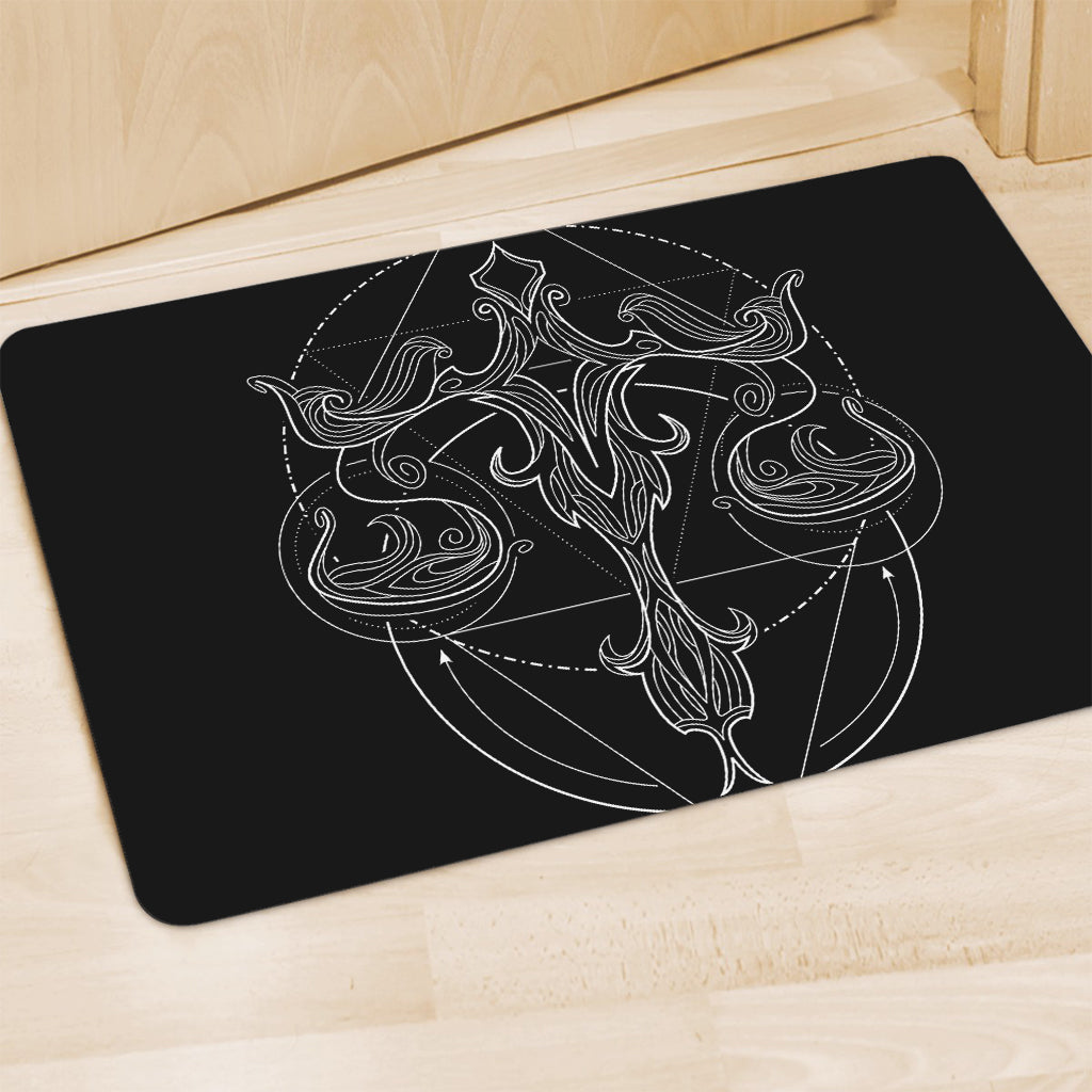 Black And White Libra Sign Print Polyester Doormat