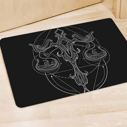Black And White Libra Sign Print Polyester Doormat