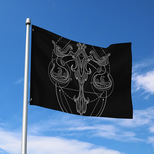 Black And White Libra Sign Print Polyester Flag