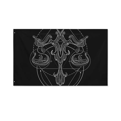 Black And White Libra Sign Print Polyester Flag