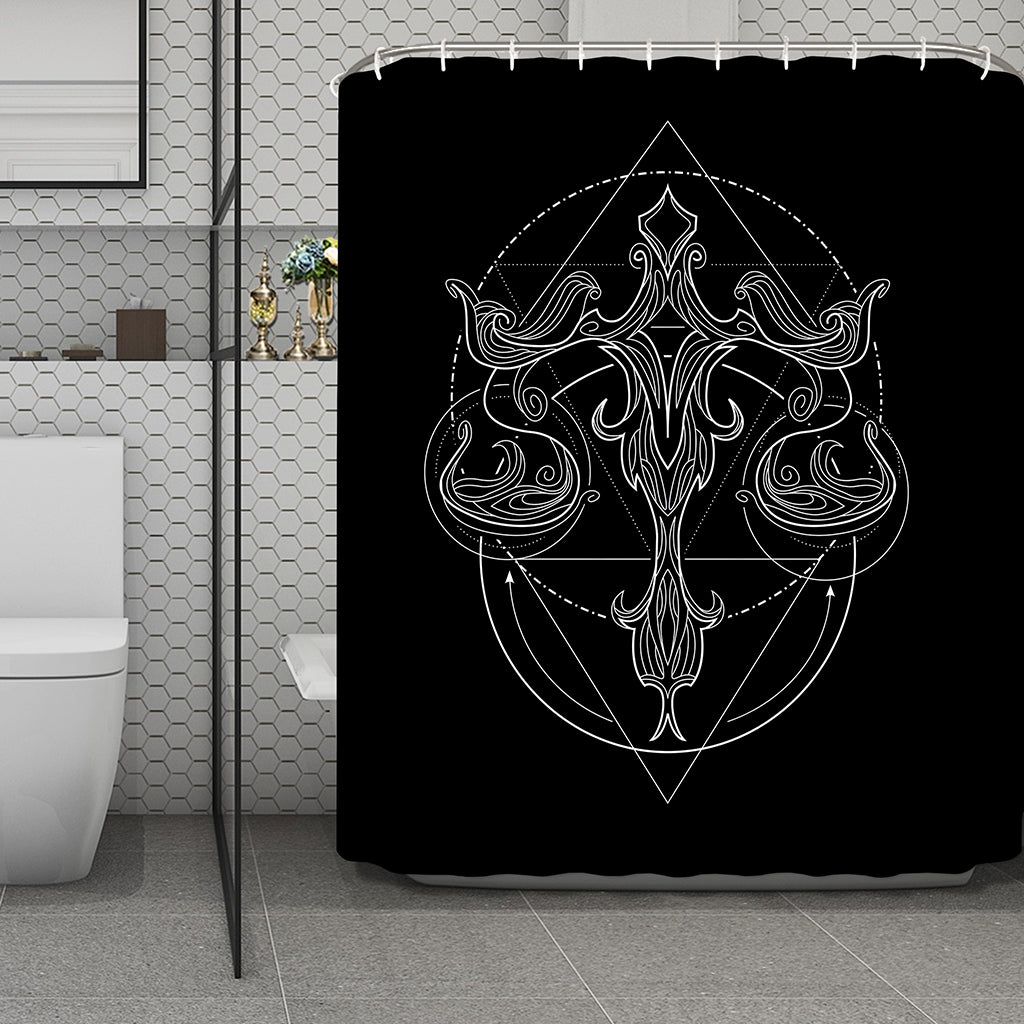 Black And White Libra Sign Print Polyester Shower Curtain