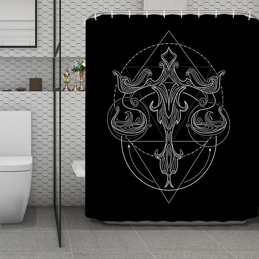 Black And White Libra Sign Print Polyester Shower Curtain
