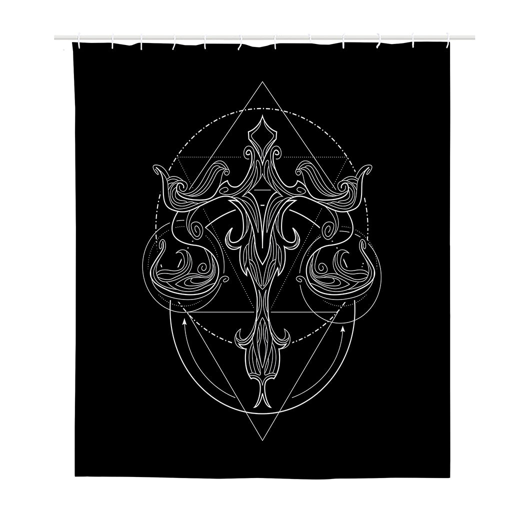Black And White Libra Sign Print Polyester Shower Curtain