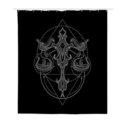 Black And White Libra Sign Print Polyester Shower Curtain