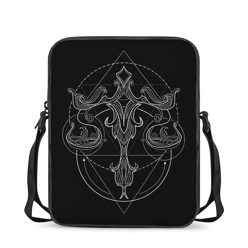 Black And White Libra Sign Print Rectangular Crossbody Bag