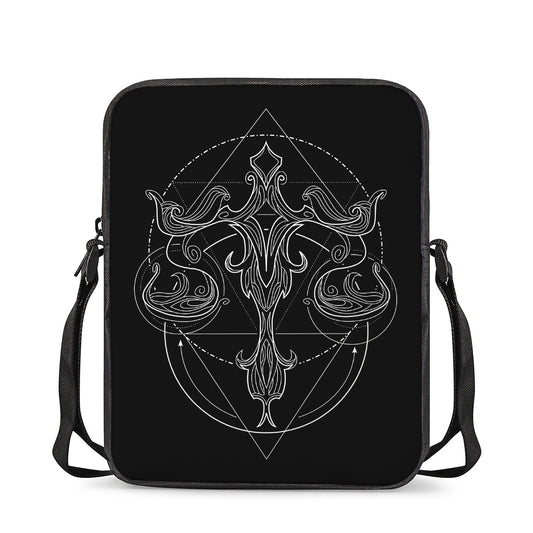 Black And White Libra Sign Print Rectangular Crossbody Bag