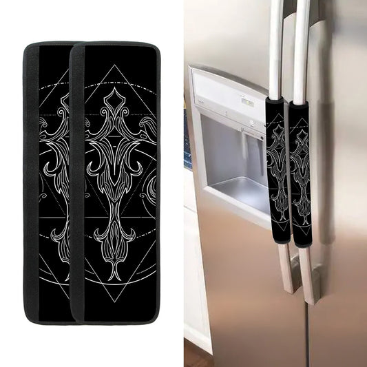Black And White Libra Sign Print Refrigerator Handle Covers