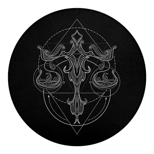Black And White Libra Sign Print Round Blanket