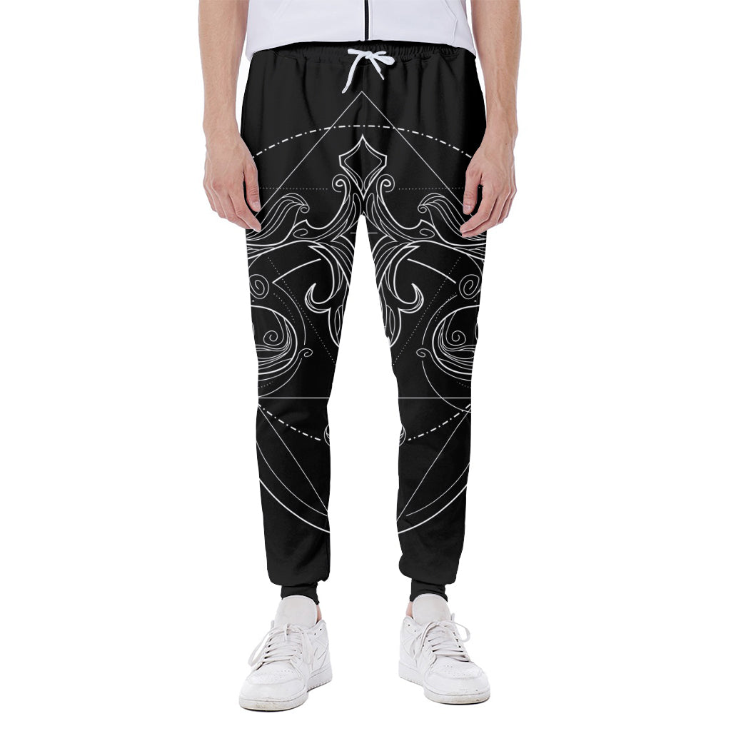 Black And White Libra Sign Print Scuba Joggers