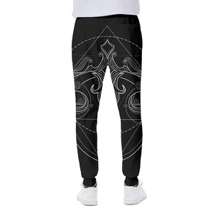 Black And White Libra Sign Print Scuba Joggers