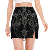 Black And White Libra Sign Print Side Slit Mini Skirt