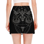 Black And White Libra Sign Print Side Slit Mini Skirt