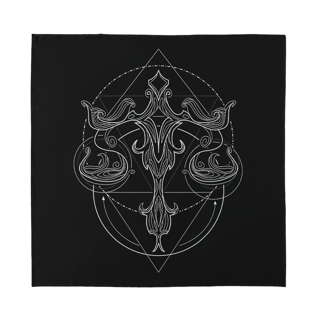 Black And White Libra Sign Print Silk Bandana