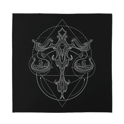 Black And White Libra Sign Print Silk Bandana