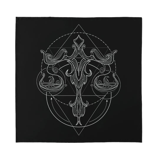 Black And White Libra Sign Print Silk Bandana