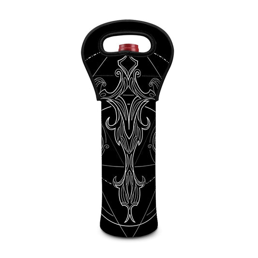 Black And White Libra Sign Print Single Neoprene Wine Tote