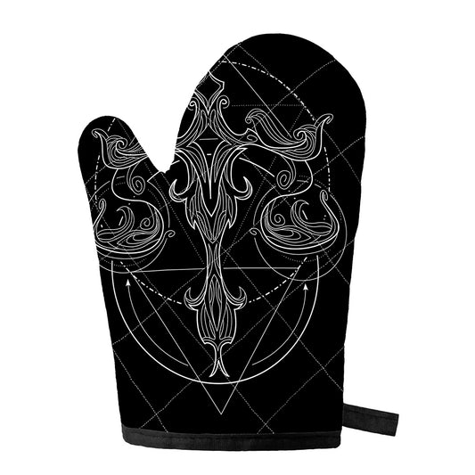 Black And White Libra Sign Print Single Oven Mitt