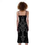 Black And White Libra Sign Print Slim Fit Midi Cami Dress
