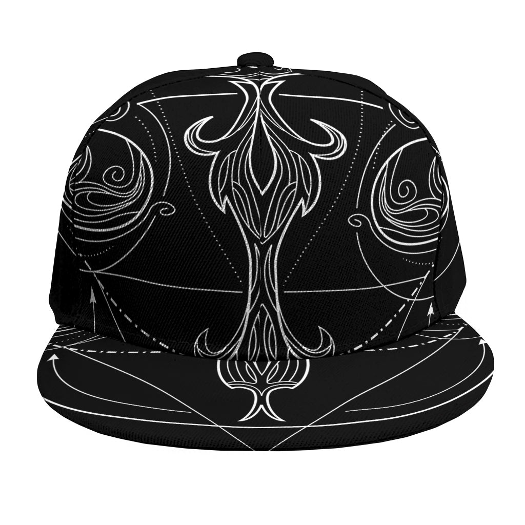 Black And White Libra Sign Print Snapback Cap