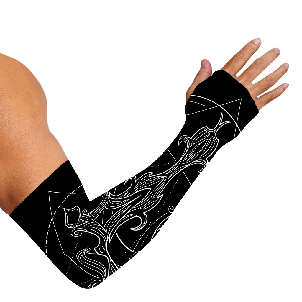 Black And White Libra Sign Print Sun Protection Arm Sleeves