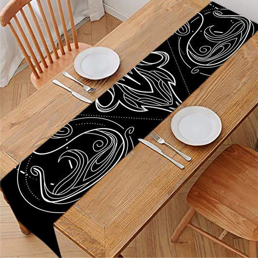 Black And White Libra Sign Print Table Runner