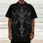Black And White Libra Sign Print Textured Short Sleeve Shirt