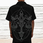 Black And White Libra Sign Print Textured Short Sleeve Shirt