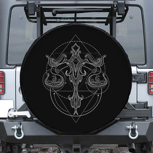 Black And White Libra Sign Print Tire Cover