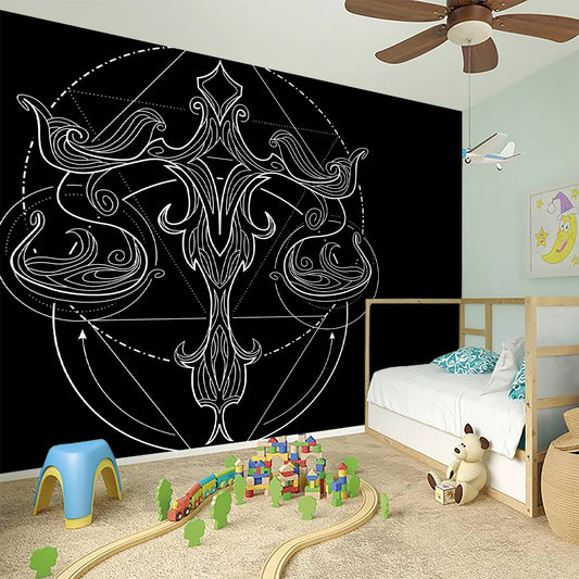 Black And White Libra Sign Print Wall Sticker