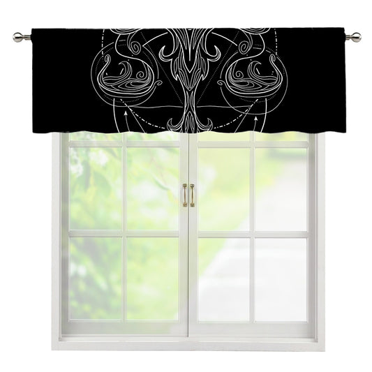 Black And White Libra Sign Print Window Valance