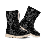 Black And White Libra Sign Print Winter Boots