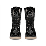 Black And White Libra Sign Print Winter Boots